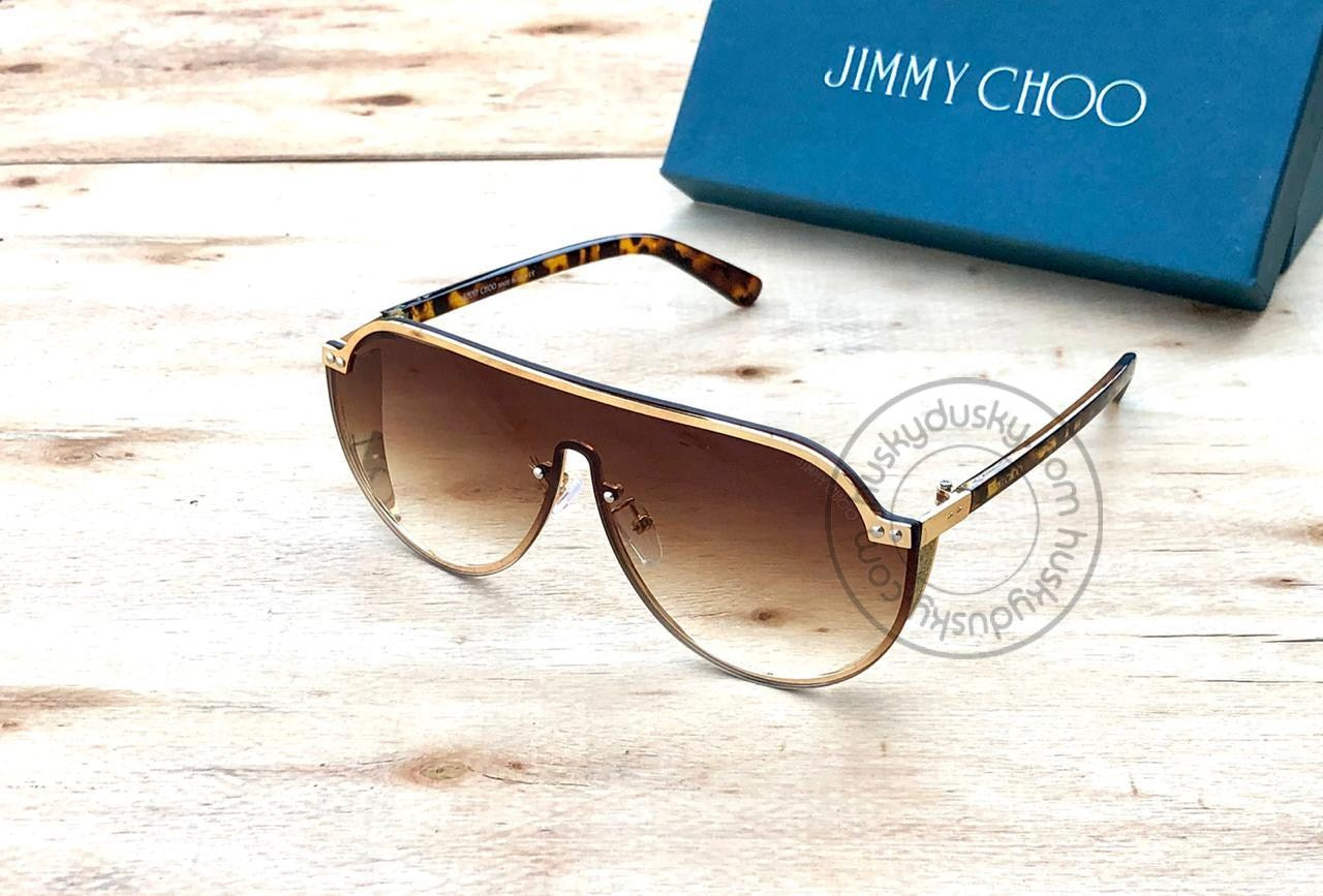 Jimmy Choo Branded Brown Shade Color Glass Men's Women's Sunglass For Man Woman or Girl JC-302 Gold& black Stick Frame Gift Sunglass