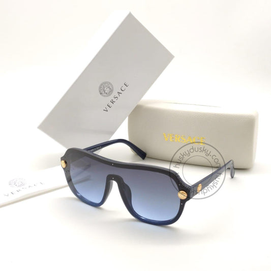 Versace Branded Blue Glass Men's Sunglass For Man VER-25620 Black Frame Gift Sunglass