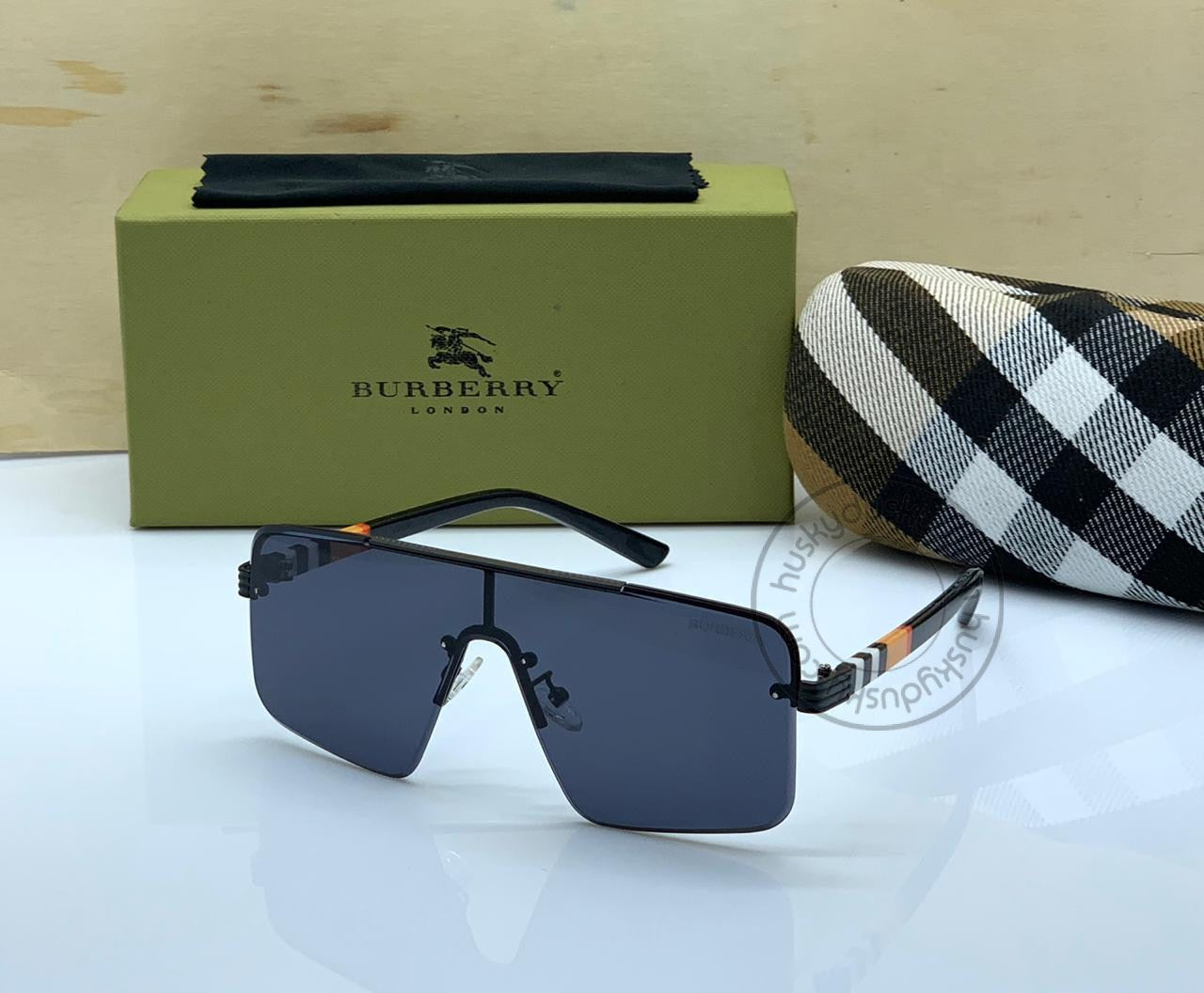 Burberry Branded Black Color Glass Men's Sunglass For Man BB-75 Square Black Frame Sunglass Gift