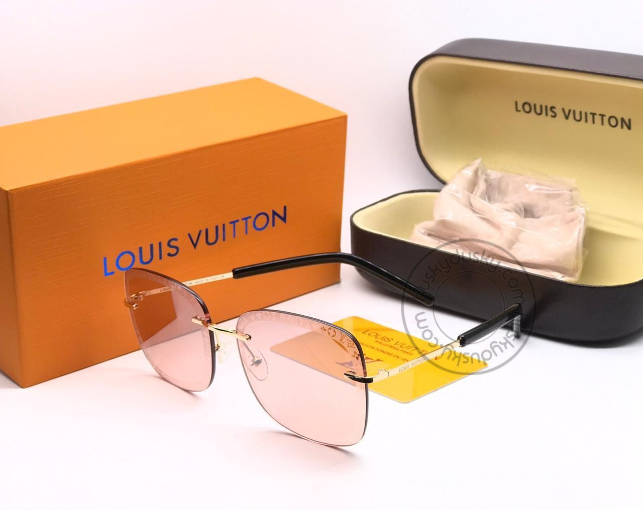 Louis Vuitton Branded Pink Glass Men's and Women's Sunglass for Man and Woman or Girls LV-140 Gold And Black Frame Unisex Gift Sunglass