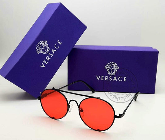 Versace Branded Red Glass Men's Sunglass For Man VER-25630 Black Frame Gift Sunglass