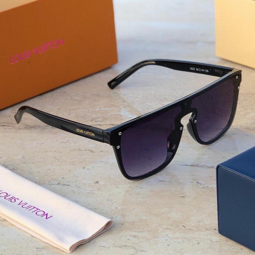 Louis Vuitton Branded Black Glass Men's and Women's Sunglass for Man and Woman or Girls LV-2456 Black Frame Unisex Gift Sunglass