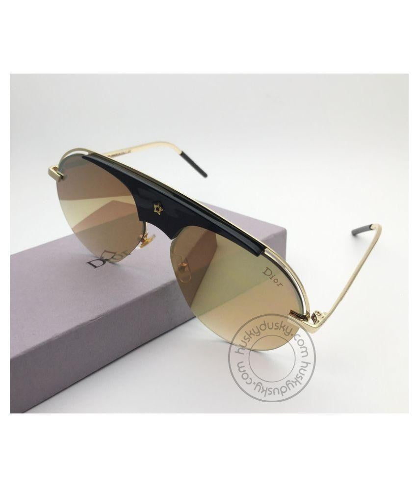 Dior Gold Color Glass Men's Sunglass For Man DR-Gold-Mir Gold Stick Frame Gift Sunglass