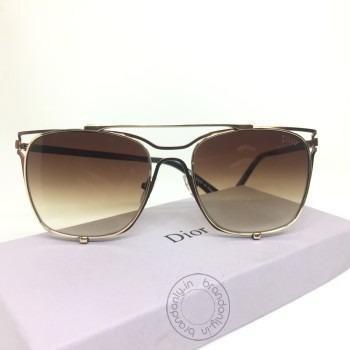 Dior Double Multi Color Aviator Rectangle Color Glass Men's Sunglass For Man Dr-Bb-02 Brown Stick Frame Gift Sunglass