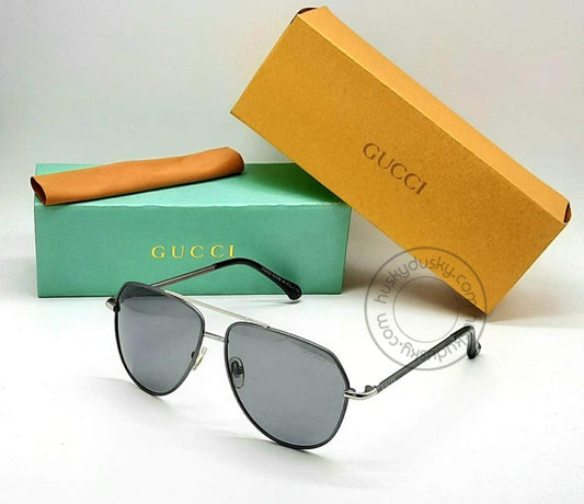 Gucci Branded Grey Color Design Glass Men's Sunglass for Man GU-993 Silver & Black Stick Gift Sunglass