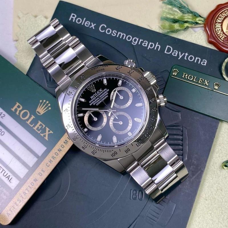 ROLEX Chronograph Automatic Silver Strap Men's Watch For Man RLX-116520LN Black Dial Gift Watch