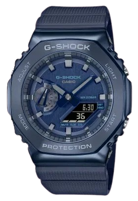 Casio G-Shock Analog Digital Dark Blue Belt With Metal Case Men's Watch For Man GM-2100N-2A Dark Blue Color Dial Day And Date Gift Watch