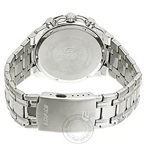 Casio Edifice Chronograph Black Dial Silver Strap Men's Watch EFR 539D 1AVUDF