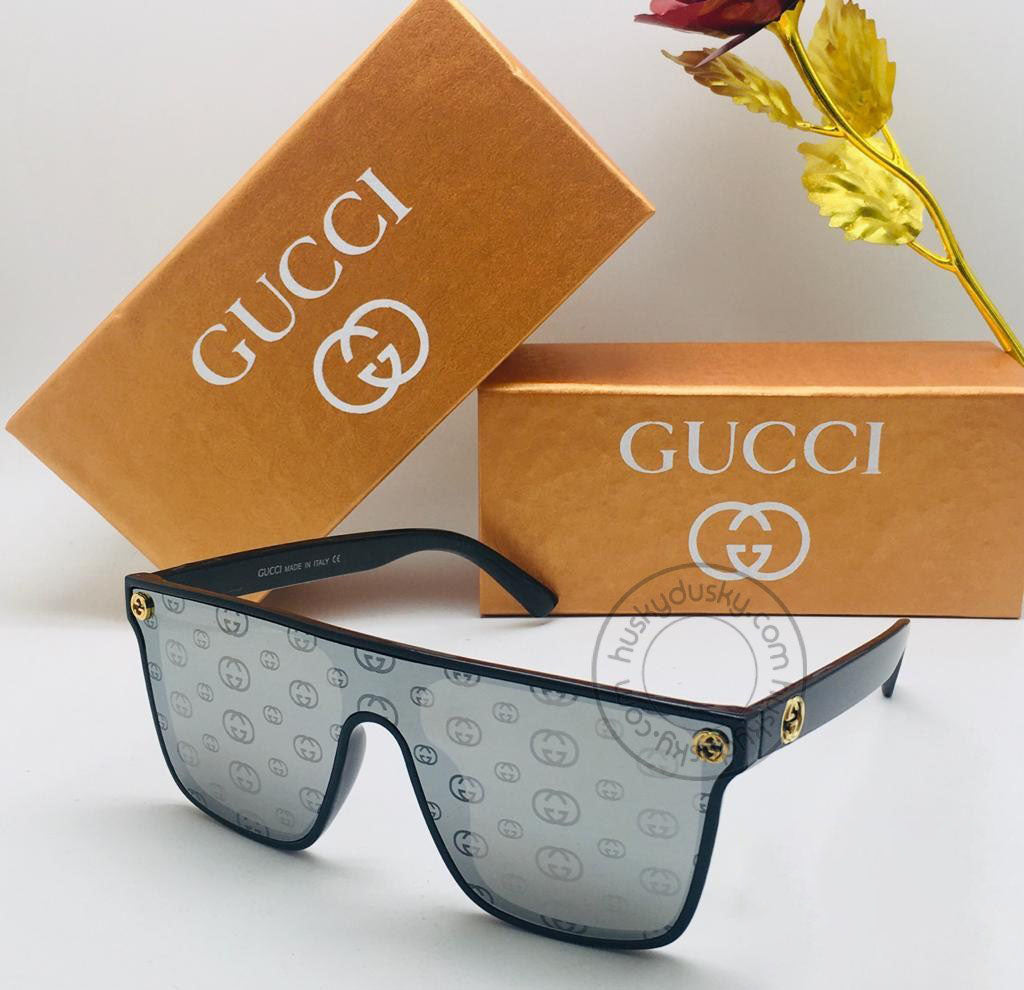 Gucci Branded Grey Color Design Glass Men's Women's Sunglass for Man Woman or Girl GU-143 Black Stick Gift Sunglass