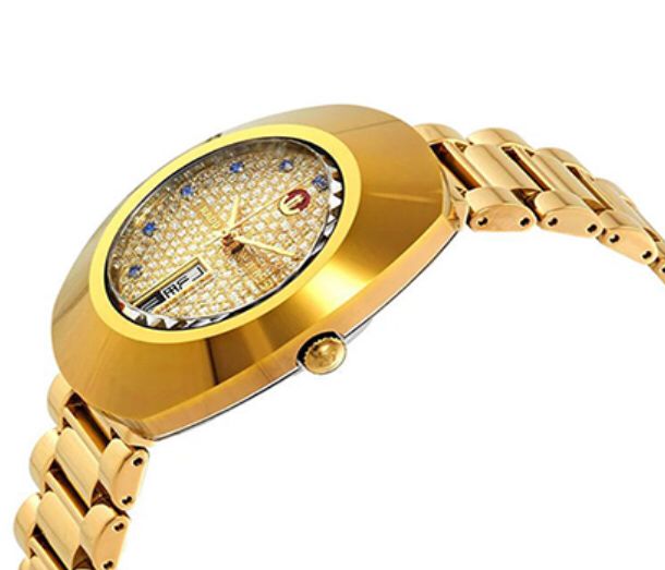 Rado Round Diastar R-124130832 Automatic Analog Gold Strap Date Men's Watch With Gold And Silver Diamond Dial Classic Formal Party Wear for Men's