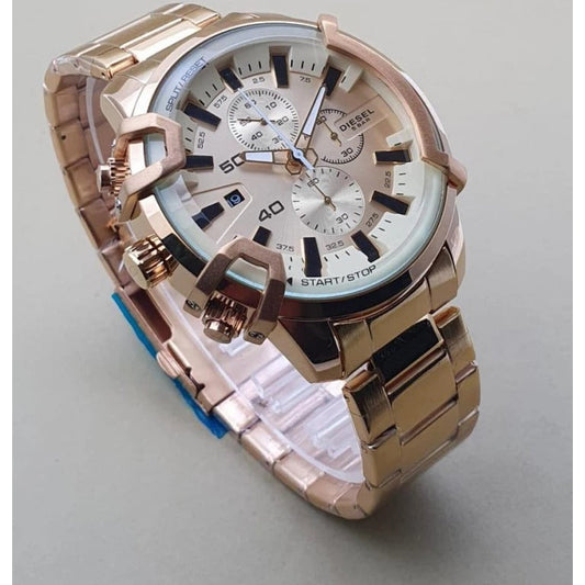 Diesel Chronograph Men's Watch Golden Dial Stainless Steel Strap Watch For Men DZ-175