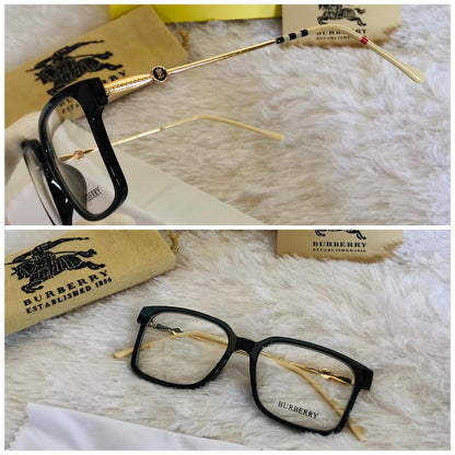 Burberry Branded Transparent Glass Golden Stick And Black Frame Sunglass For Man And Women Bb-220 Sunglass Gift