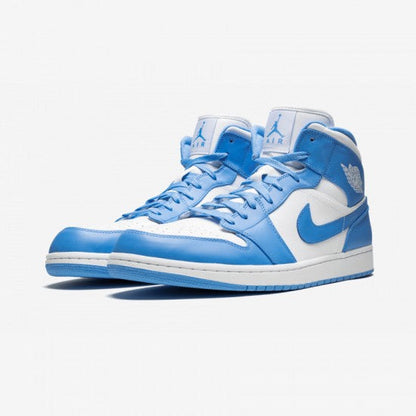 Air Jordan 1 Mid University Blue-White Basketball Shoes