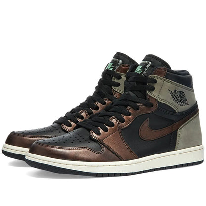 Air Jordan 1 Retro Black/Light Army-Sail-Fresh Mint Shoes For Man And Boys 555088-033