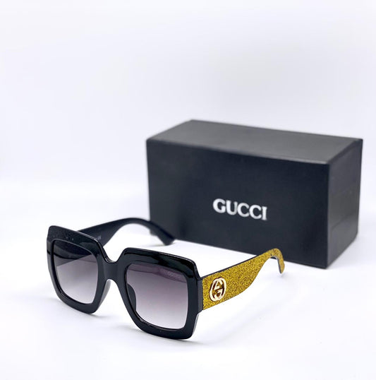 Gucci Branded Black Color Transparent Shade Glass Black Frame Square Oversized Men's Women's Sunglass For Men's Woman Or Girl Gg-0102S-Rubber Glitter Oversized Sunglasses