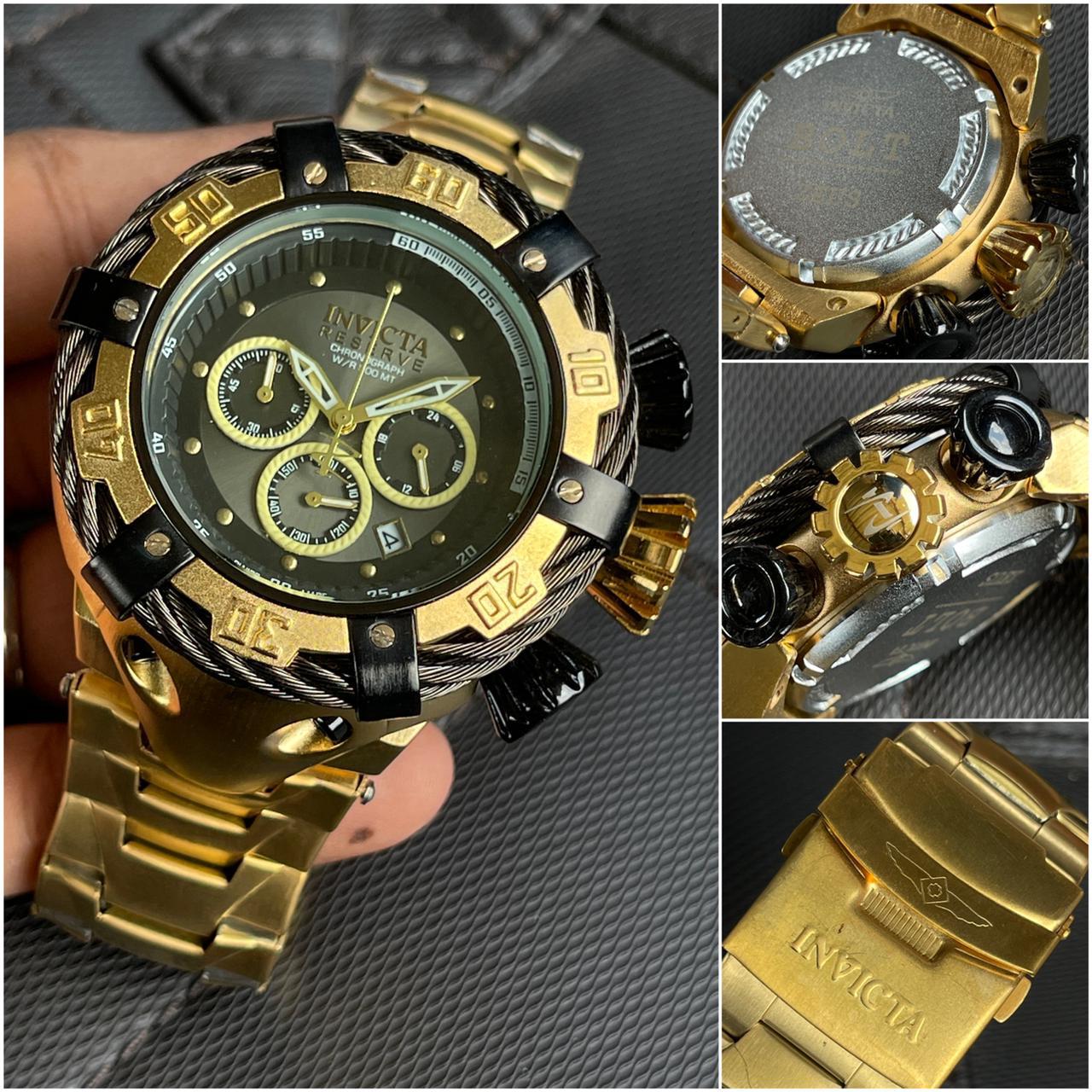 Invicta reserve black and gold best sale