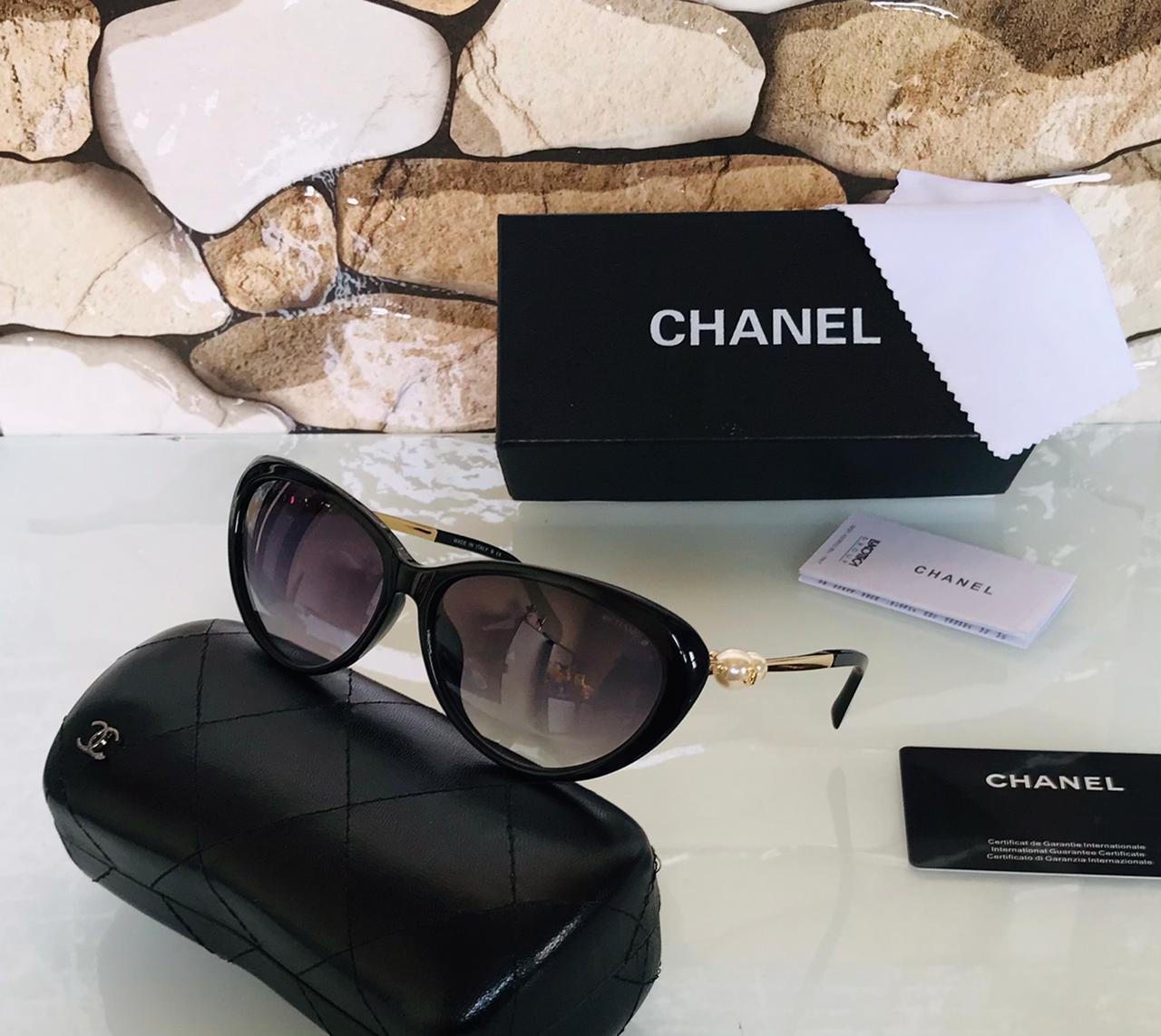 Black Color Women's Sunglasses Full Black Frame Oval Shape Latest Design CHA-1011