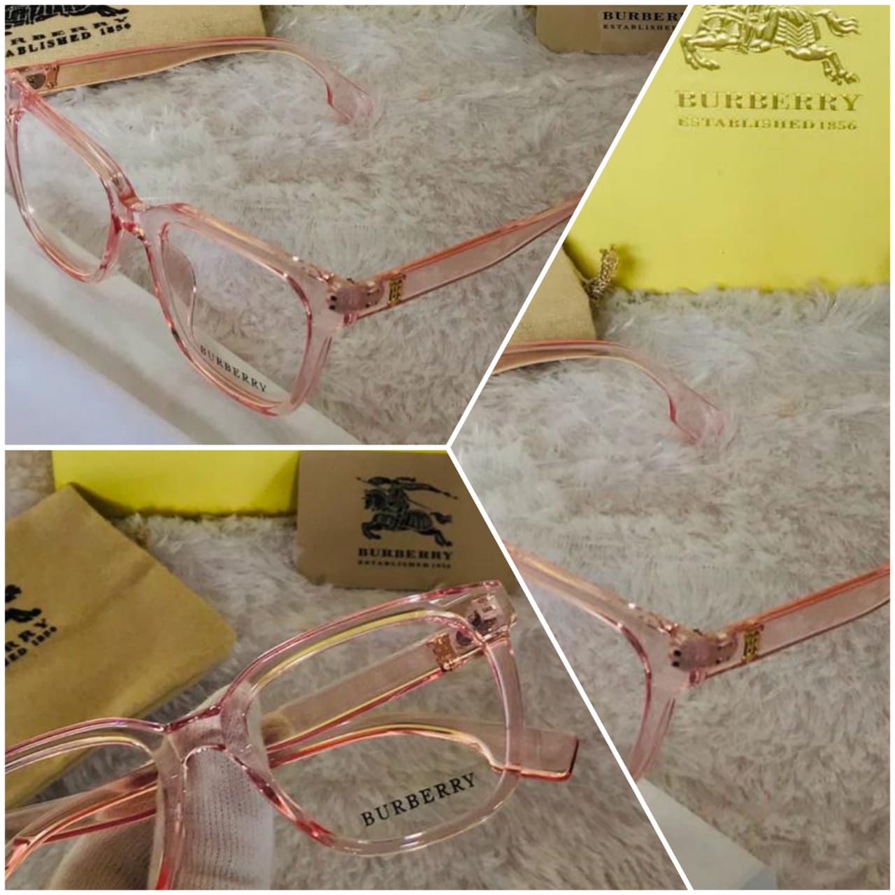 Burberry Branded Square Transparent Color Glass Orange Transparent Frame Men's Sunglass For Man Bb-655 Sunglass Gift