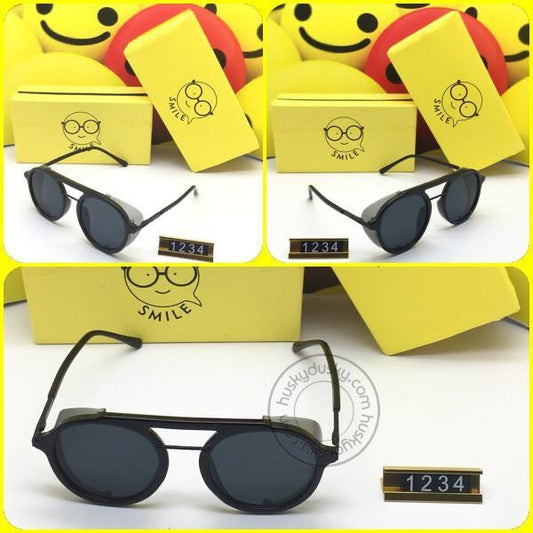 Smile Black Glass Men's Women's Sunglass for Man Woman or Girl SM-44 Black Frame Gift Sunglass