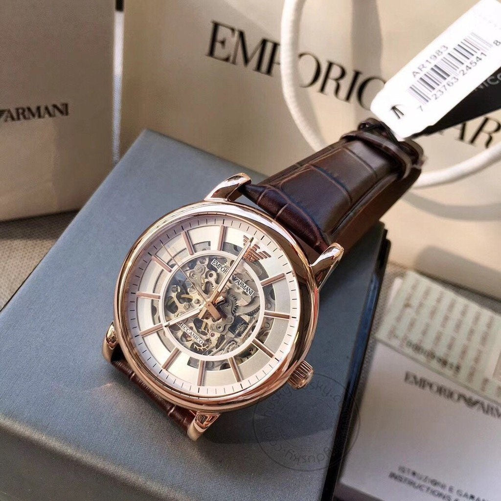 Emporio Armani Automatic Chronograph Brown Leather Men's Watch AR1983