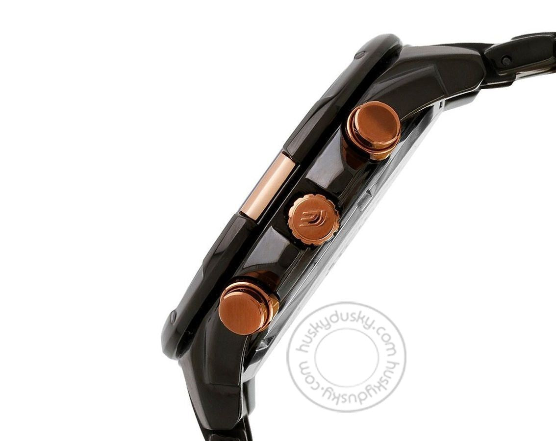 Casio Edifice Men's Black Gold Copper Tachymeter Chronograph Watch EF 539BKG