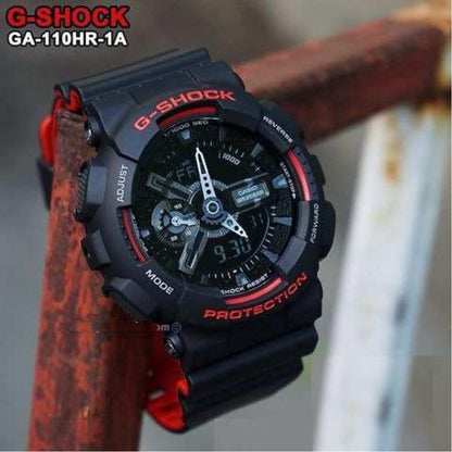 Casio G-Shock Analog Digital Resin Black Red Strap Ga110Hr-1Acr Multi Color Dial Day Date Gift Watch Shock