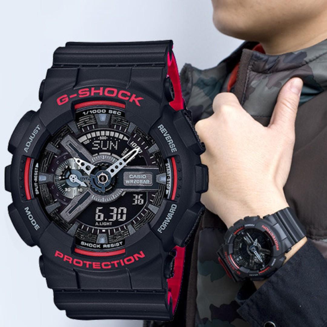 Casio G shock Analog Digital Resin Black Red Strap GA110HR 1ACR Multi Stylebrewed