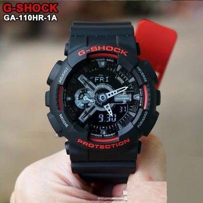 Casio G-shock Analog Digital Resin Black Red Strap GA110HR-1ACR Multi Color Dial Day Date Gift Watch Gshock