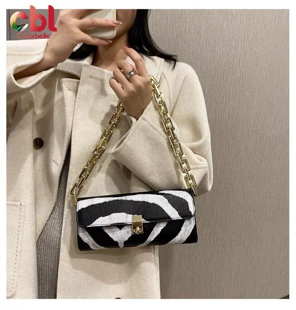 Celine Premium Quality Fashion Design Female Bag Korean Version of The Trendy Fashion Zebra Print Personality Bag Ins Wild Chain Bag Underarm Bag-Best Mini Bag for Casual Purpose CL-B803