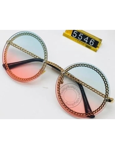 Chanel Branded Multi Color Red&Blue Shade Glass Women's Sunglass For Woman or Girl CHA-47 Gold And Black Design Stick Gift Sunglass