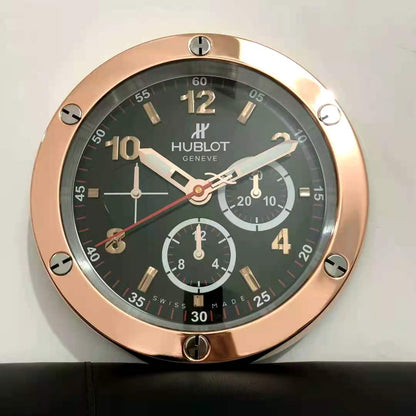 Hublot Wall Clock Black Chronogragh Design Black Dial With Metal Rose Gold Case Luminous Function HB-WC-713