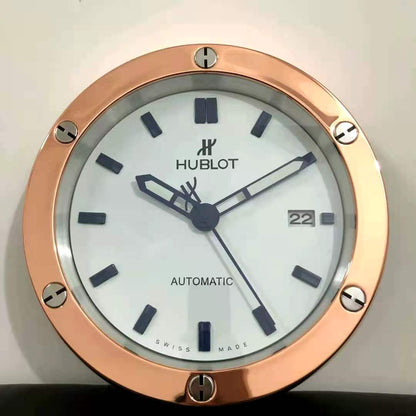 Hublot Wall Clock White Automatic Design Metal Art Wall Clock White Dial With Metal Rose Gold Case Home Decor Wall Clocks Inspired By Fusion Wall decording Clock- Classy Look Clock For Home D cor Wall HB-WC-701