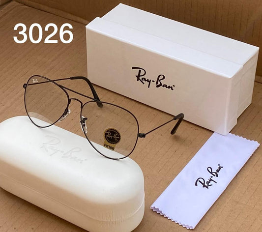 Rayban Aviator Heavy Quality Transparent Lens And Black Frame Transparent Sunglass New stylish Men's And Women's Sunglass With Black Strap RB-3026