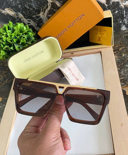 LV Branded Evidence Brown Transparent Len's Brown Frame LV-9013 Unisex Men's and Women's Sunglass