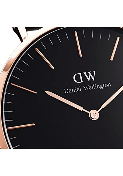 Daniel Wellington Analog Watch Leather Strap White Black Dial Watch With Gold Case And Strap For Men's Watch DW00100129 Dial - Best Watch for Casual Use