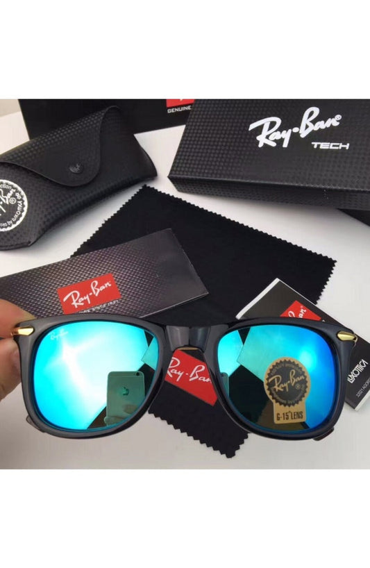 RayBan Square Frame Sunglass And Black case Frame And Gold Stick Sunglass For Men Women's Or Girls- RB-672 Best Sunglass For Classy Look