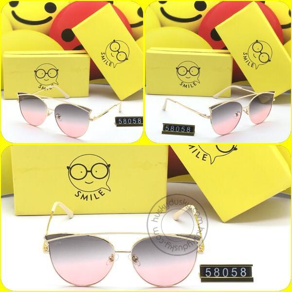 Smile Multi Color Glass Men's Women's Sunglass for Man Woman or Girl SM-044 Golden Pink Frame Gift Sunglass