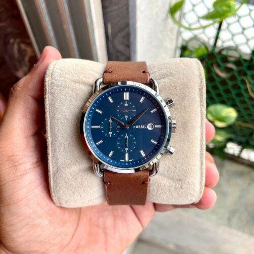 Fossil Chronograph Blue Dial with Leather Strap Watch for Men FS 5401 Stylebrewed