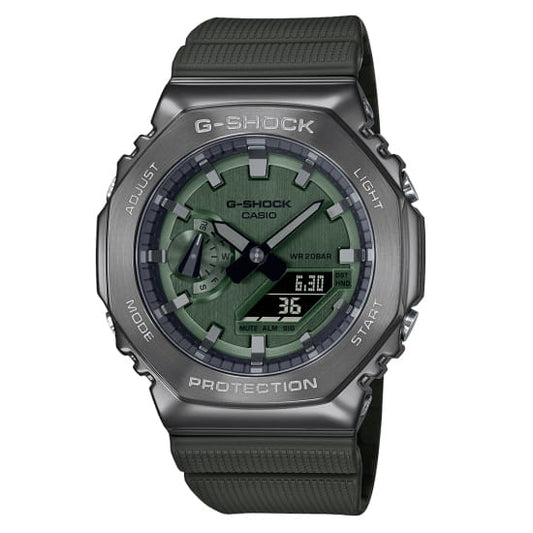 Casio G-Shock Analog Digital Dark Green Belt With Metal Case Men's Watch For Man GM-2100B-3AER Dark Green Color Dial Day And Date Gift Watch