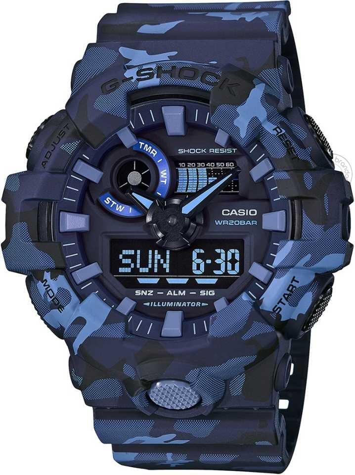 Casio G-Shock Analog Digital Multi color Belt Men's Watch For Man GA-700CM-2ADR Camouflage Blue Color Dial Day And Date Gift Watch Shock