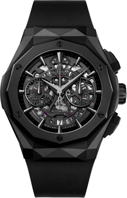 Hublot Classic Fusion Aerofusion Chronograph Orlinske All Black Rubber Strap Mens Watch HB525.OX.018.RX.ORL18