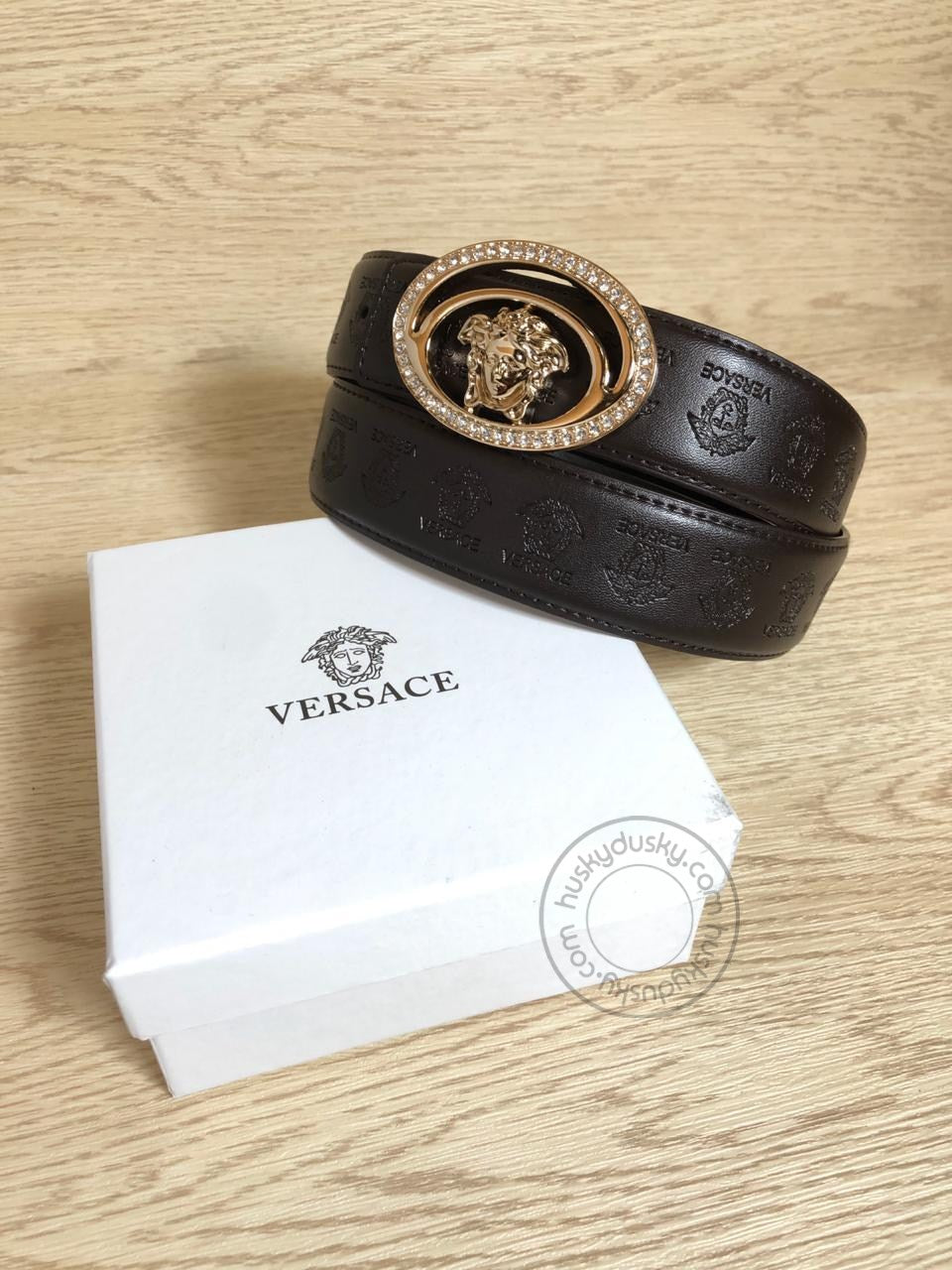 Versace Black Leather Men's Women's VER-BLT-03 Waist Belt for Man Woman Or Girl Design Buckle Gift Belt