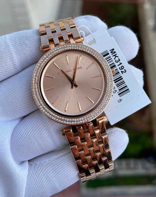 MK Darci Rose Gold Diamond Case Women's Watch for Girl or Woman Rose Gold Dial MK3192