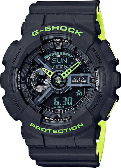 Casio G-Shock Analog Digital Black & Green Belt Men's Watch For Man GA-110LN-8A Multi Color Dial Day And Date Gift Watch