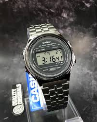 Casio Vintage Digital Men's Watch Casio A171WEG-1AEF alarm timer light Black stainless steel strap- Best Gift Unisex young watch