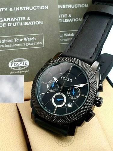 Fossil Machine Chronograph Black Leather Men's Watch For Man Fs4545 Gift