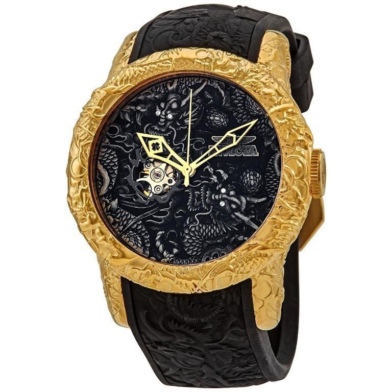 Invicta Mens S1 Rally 25082 Yakuza Black Golden Silicon Strap Watch Stylebrewed