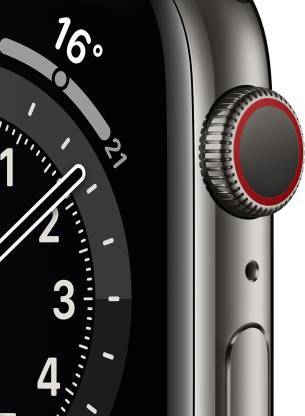 Apple Watch Series 6 GPS + Cellular 44 mm Graphite Stainless Steel Case with Black Sport Band (Black Strap, Regular) M09H3HN/A