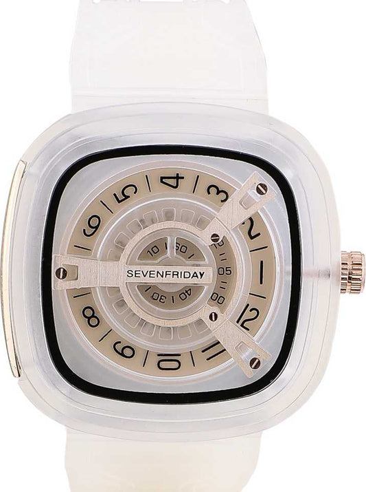 Seven Friday Men's Watch For Men Transparent Square Dial - Best Gift 7 Friday SF-WHITE