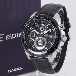 Casio Edifice Chronograph Black Men's Watch Leather 539l 1av